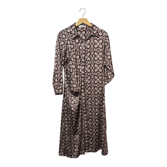 MNG Mango Flowy Flower Dress Size Small Women's Maroon - Picture 2 of 8